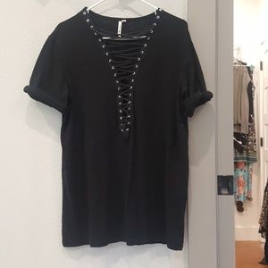 Lace up long tee